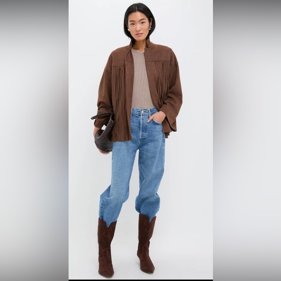 TUCKERNUCK Chocolate Suede Fringe Marant Shirt Jacket Size Medium NWT - Picture 6 of 8